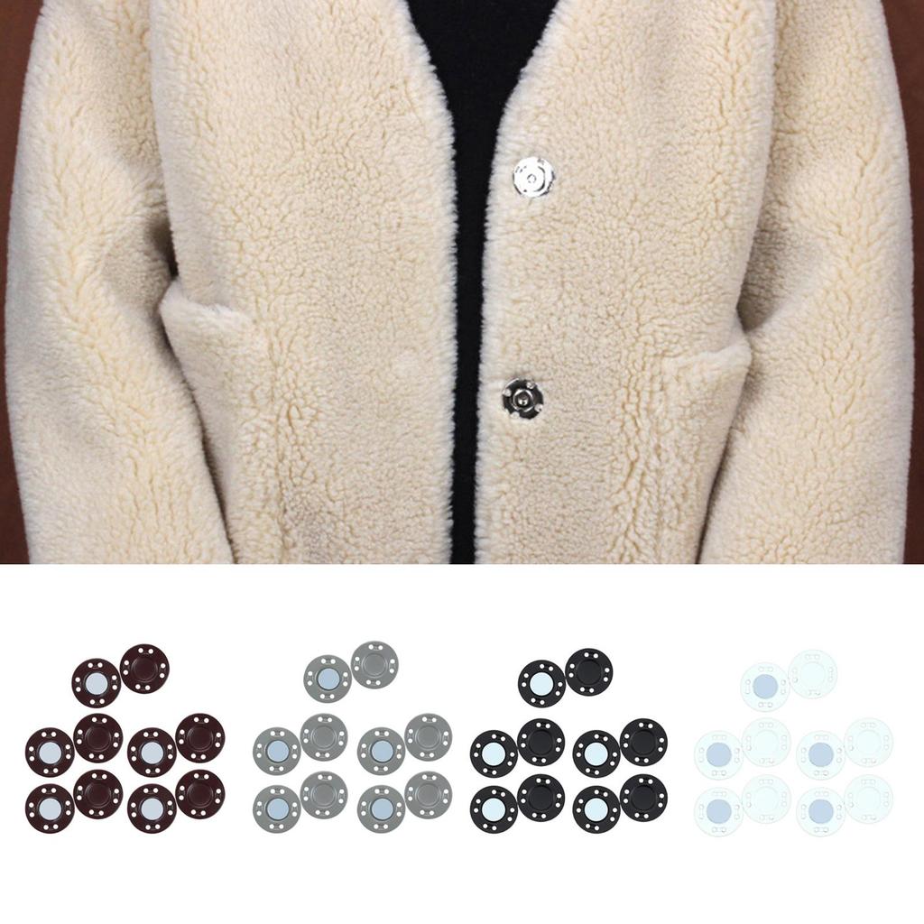 10 Pairs of Magnetic Button Fasteners Snaps Sewing Pants Closure for Bag DIY