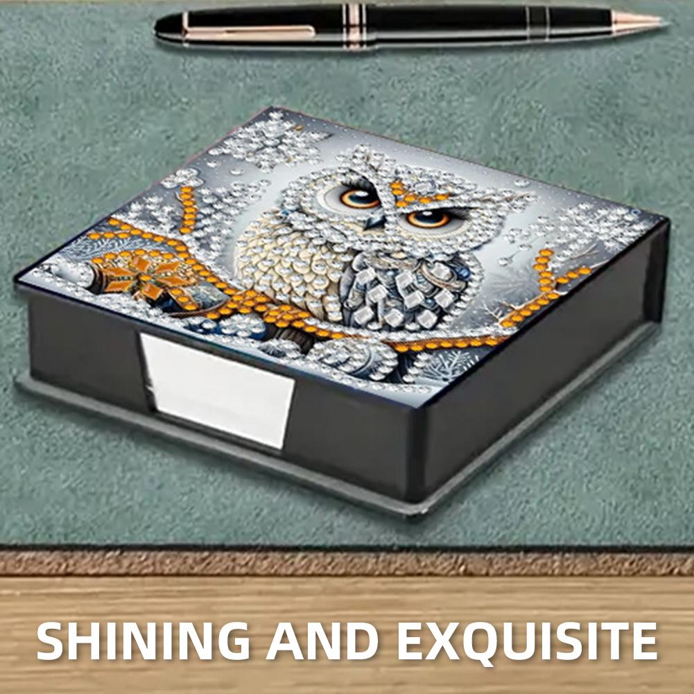 5D DIY PU Diamond Painting Memo Pad Holder with 160 Sheets Paper (Owl)