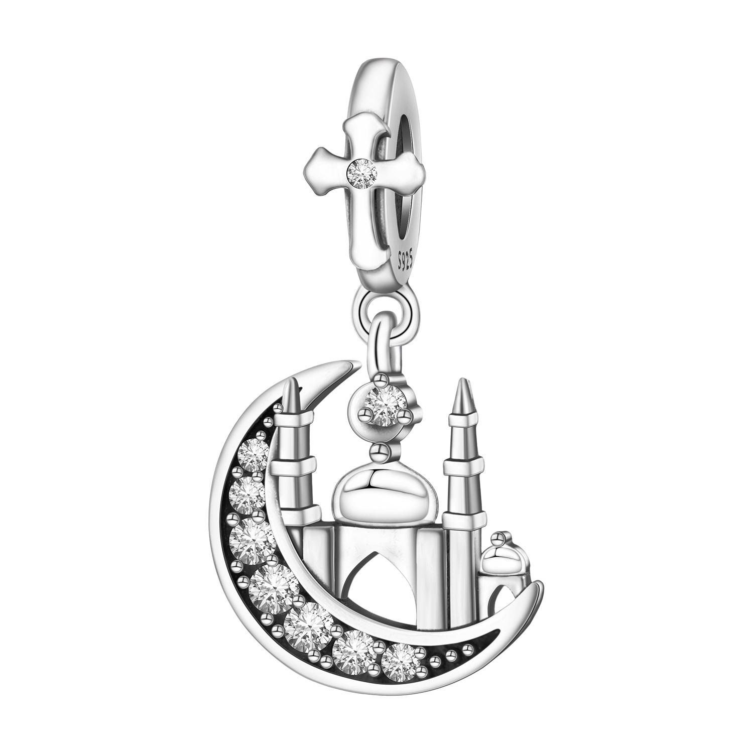 

Copper Metal Mosque Crescent Pendant Bead Component Pendant Bead Components Bracelet High Quality Fine Jewelry Charm Bead Components Compatible With
