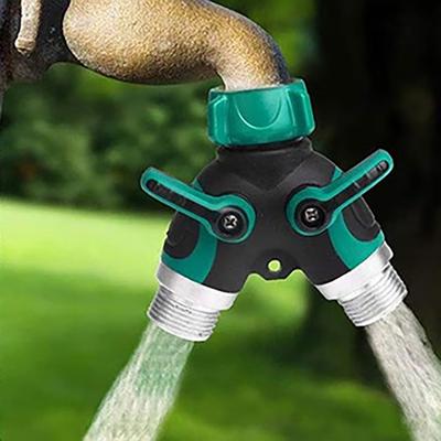 Garden Hose Splitter Water Hose Y Splitter Heavy Duty 2 Way Splitter with Long Handle Shut Off Valves 3/4 Inch GHT Thread Connector for Outdoor