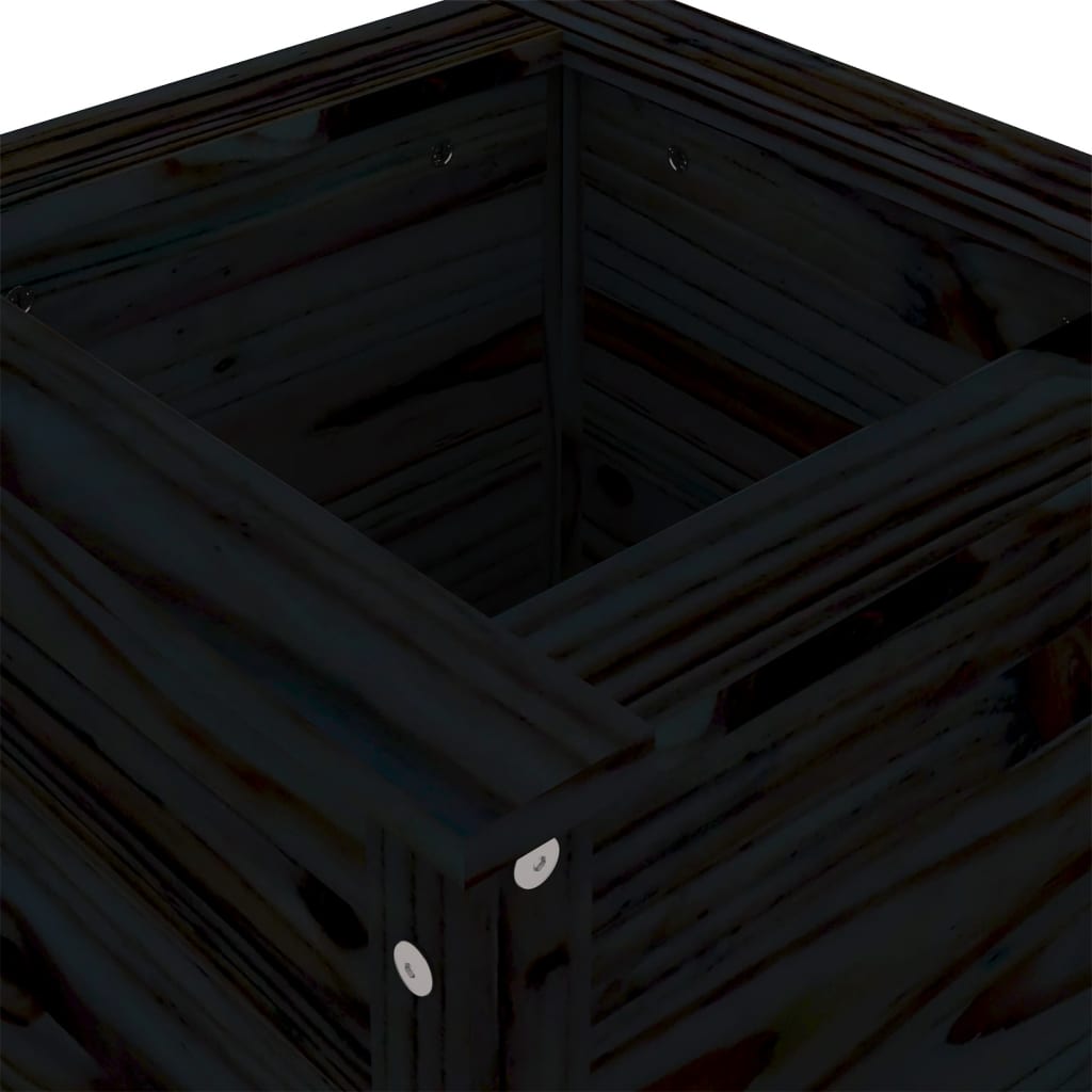Plant Pot Black 40x40x78 Cm Solid Pine Wood