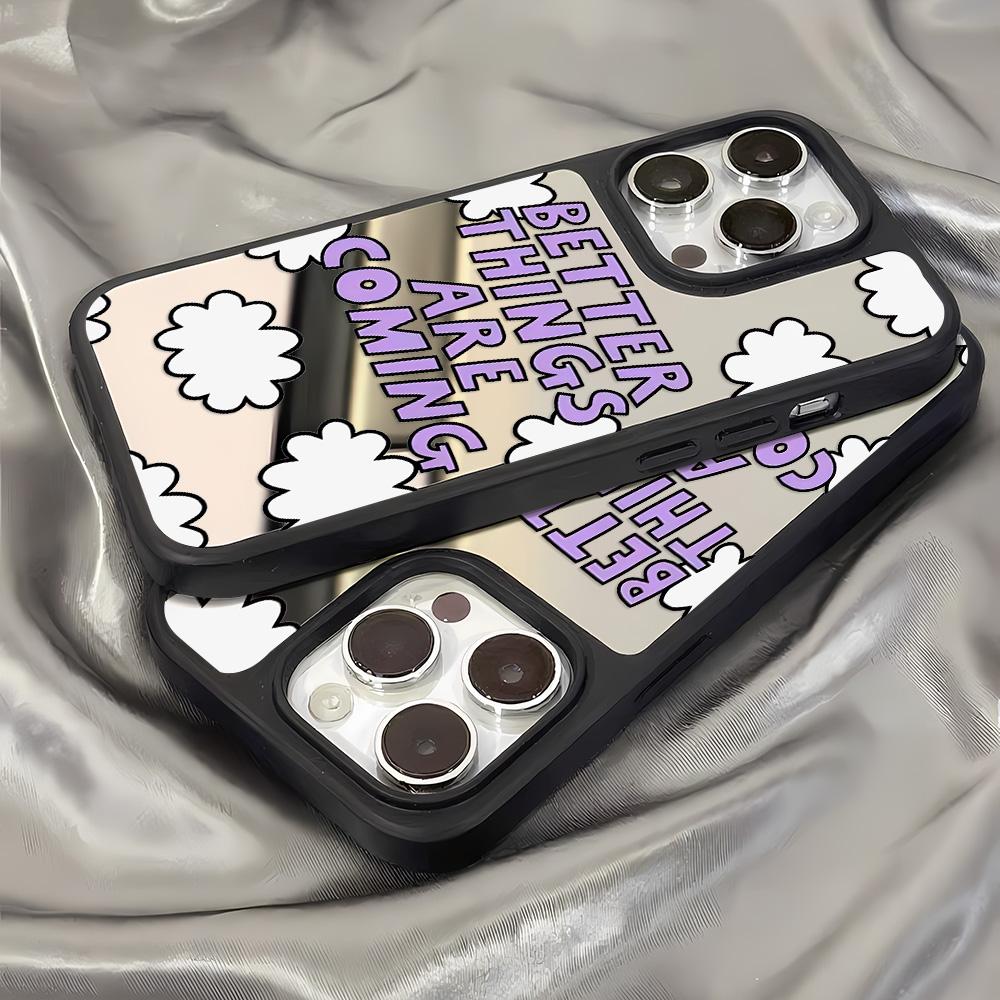 Mirror Phone Case for iPhone 15 11 13 14 for 15 16 Pro Max 12 13 16 Pro Cloud Flower and Animal Cute Style Phone Case
