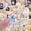 50 Stück Nützlicher klarer Druck Netter Mädchen-Aufkleber Wasserdichter PVC-Kleber Schreibwaren Koffer Laptop Tagebuch Aufkleber Bürobedarf Anime-Aufkleber