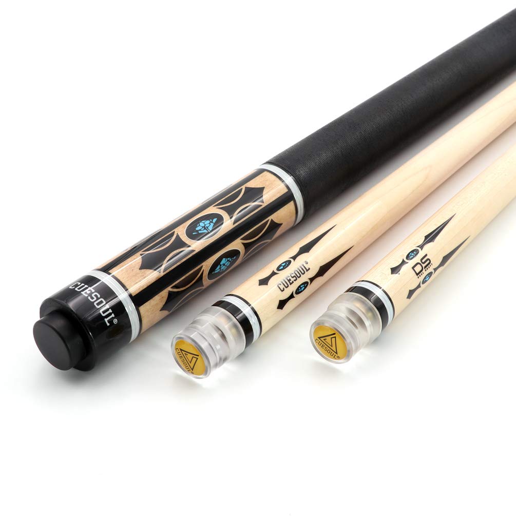 Black Scorpion CUESOUL 19oz DS Ahorn Billard Queue Stock Set mit 2 13mm und Hartschalen Queue Koffer 58" Oberteile, Spitzen,