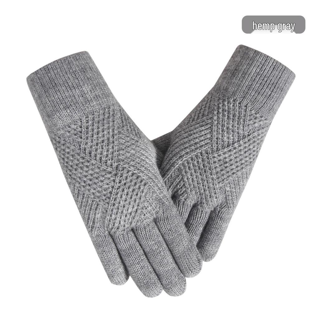 Warm Knit Touchscreen Gloves for Women - Windproof, Double-Layer Winter Cycling & Office Cold Protection