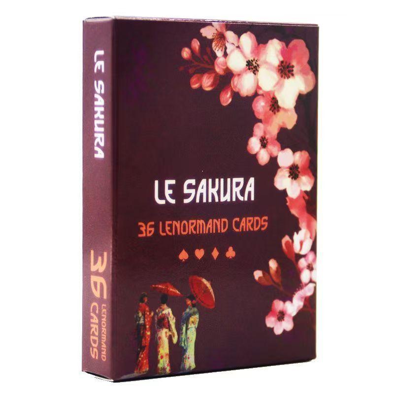 Las Cartas Lenormand Sakura - Baraja de 36 Cartas con Palabras Clave - Cartas Oráculo Temáticas de Flor de Cerezo Japonés 9*6cm
