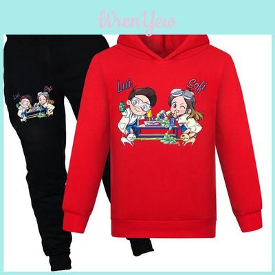 Kids Cotton Cartoon Hoodie And Jogging Pants Set For Winter And Spring Play