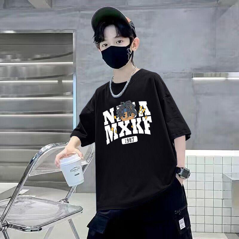 Jungen Cartoon Baumwoll-T-Shirt - Atmungsaktiv & Schweißabsorbierend, Kurzärmelig, Stilvolle & Lockere Passform für Mittlere und Große Kinder - Sommer-Trend