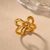 Elegant Pearl Flower Butterfly Rings For Women Stainless Steel Gold Color Wedding Ring Feamle Jewelry Accessories Gifts
