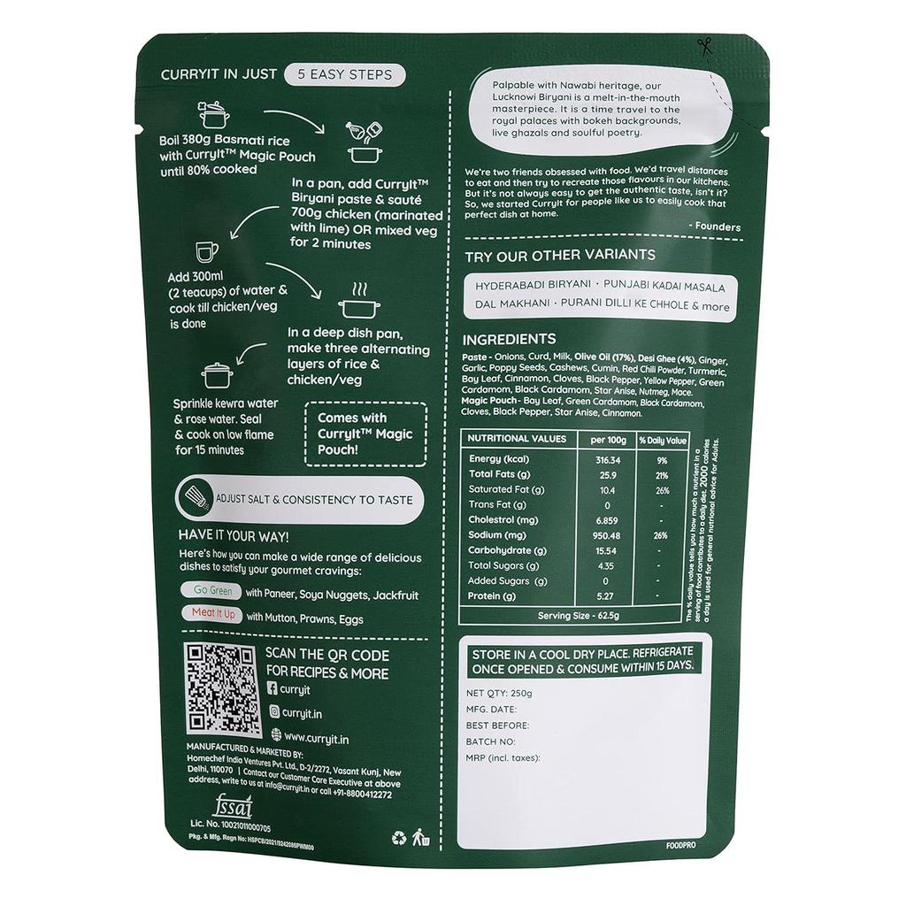 CURRYiT Hyderabadi & Lucknowi Biryani Indian Masala Gravy (Pack of 2)