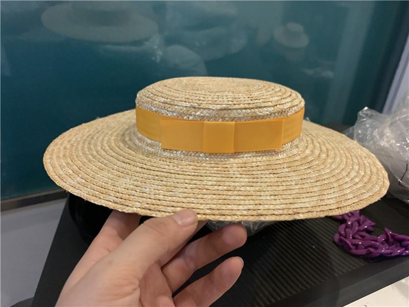 

202601-hh7355 ins chic handmade natural straw school Graduate student fedoras hat men women leisure cap All suit помаранчевий