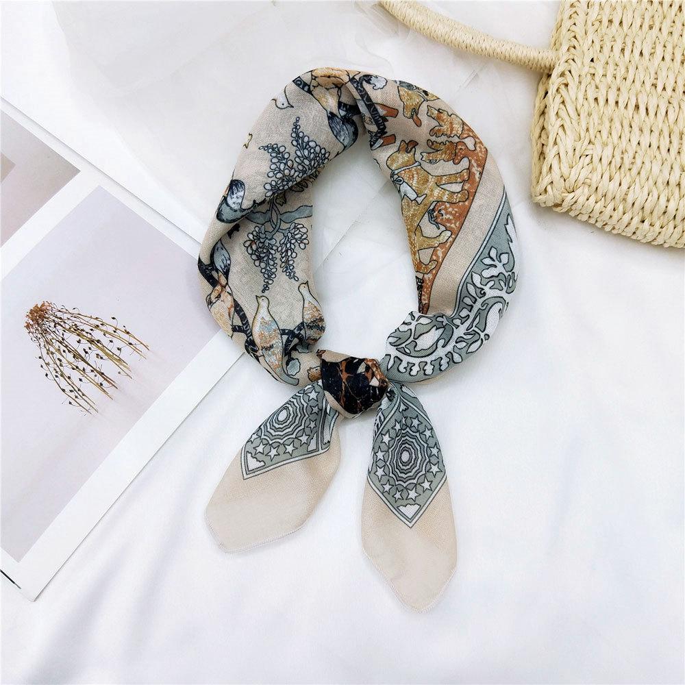 Versatile Cotton Linen Silk Scarf: Spring & Autumn Unisex Small Square Neck & Head Accessory