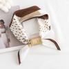 Retro thousand bird grid printing imitation silk scarf neck small square scarf style imitation silk high-end sense headband