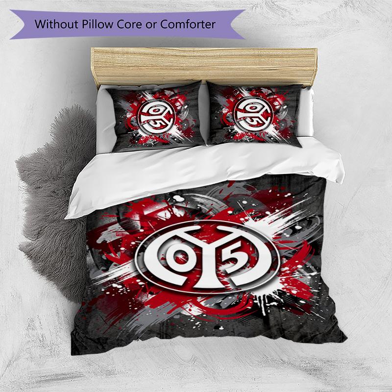 Mainz FC Printed 3PCS Bedding Set Breathable Duvet Cover with Pillowcases Decorative Bed Linen for Bedroom Home