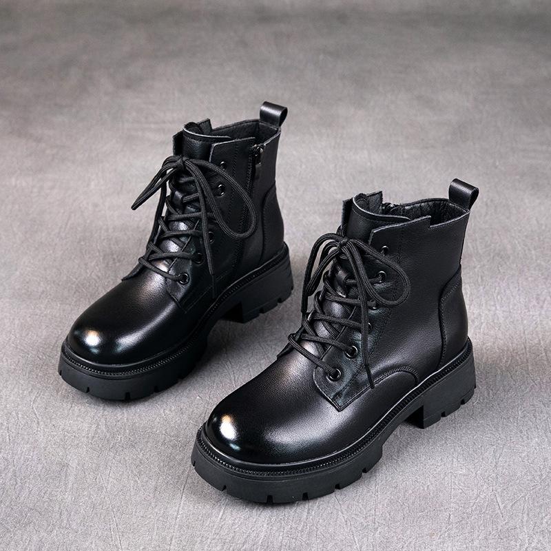 

Ботинки Мартин из первого слоя коровьей кожи для женской осени и зимы 2025 года, новые, в стиле ретро, на шнуровке, универсальные кожаные резиновые короткие ботинки для детей 35