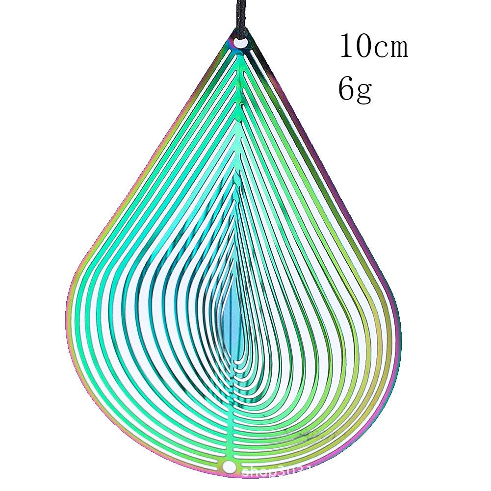 Nordic 3D Rotating Gradient Wind Chime: Stainless Steel Outdoor Hanging Garden Decoration Color-Plated Wind Chime