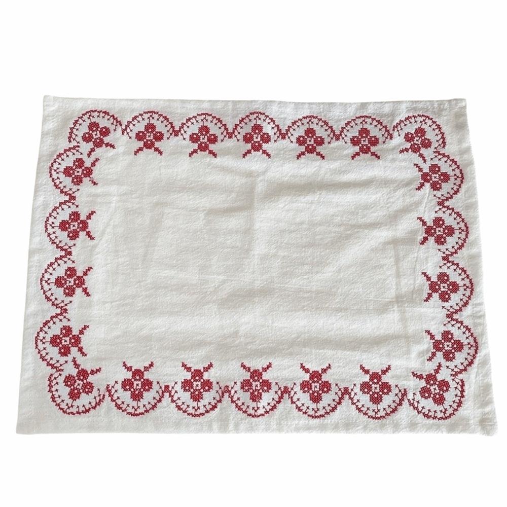 

Cotton Cup Mat Square Western Food Mats Retro Coasters Table Decor Red-A