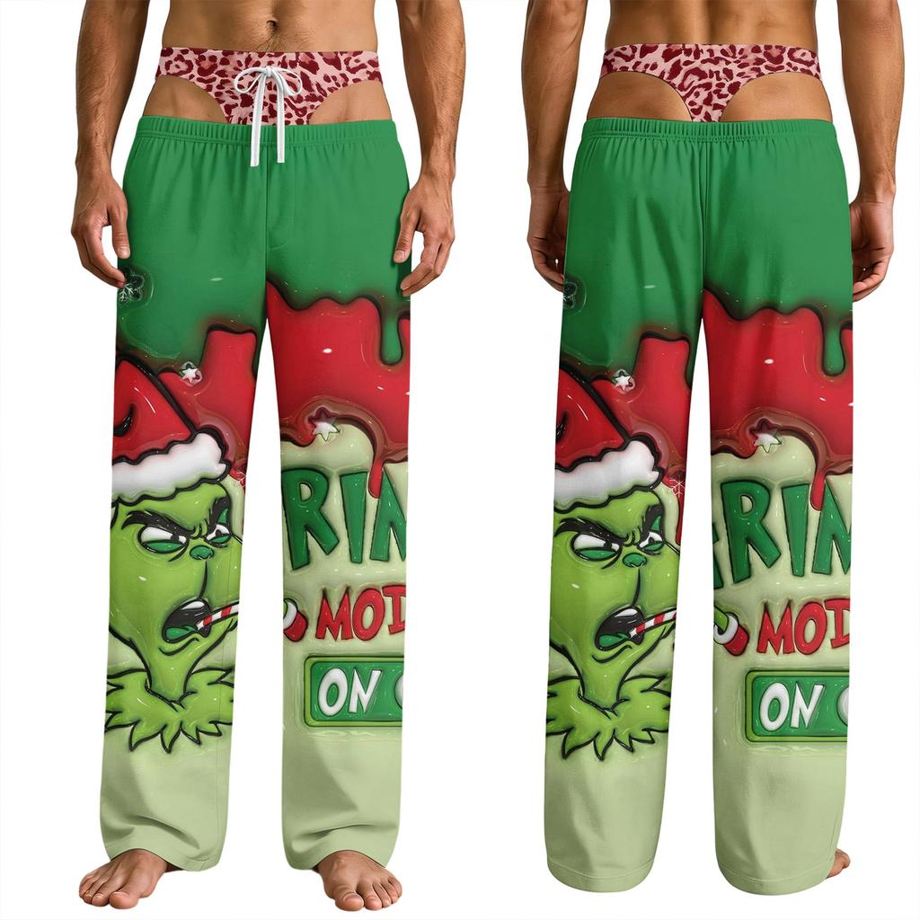 Men's Funny Christmas Print Pants with Pockets Casual Sleep Pants for Home