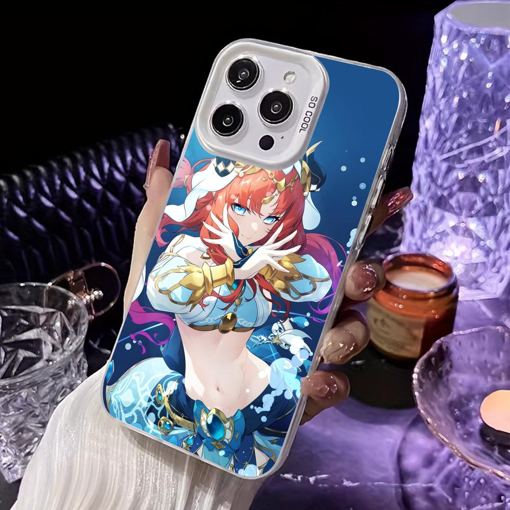Game GI Nilou White Translucent Mobile Phone Case for iPhone 17 16 15 14 13 12 11 X XR XS 8 7 Air Pro Max Plus Colorful Cover