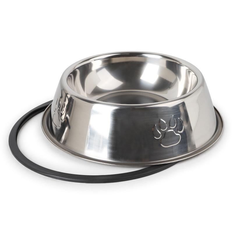 Set of 2 Heavy Duty Stainless Steel Dog Bowls with BPA-Free Rubber Base Dishwasher Safe Accessorized Spoon for Feeding Dogs Cats