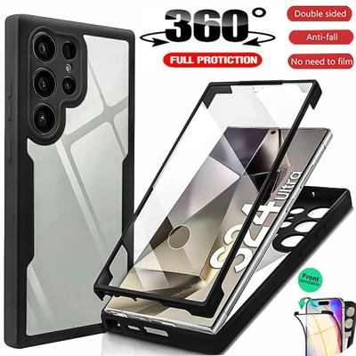 360 Full Cover Case For Samsung S24 S25 Ultra S23 S22 Plus S21 FE 5G Cases Shockproof  Screen Protection Transparent Phone Cover