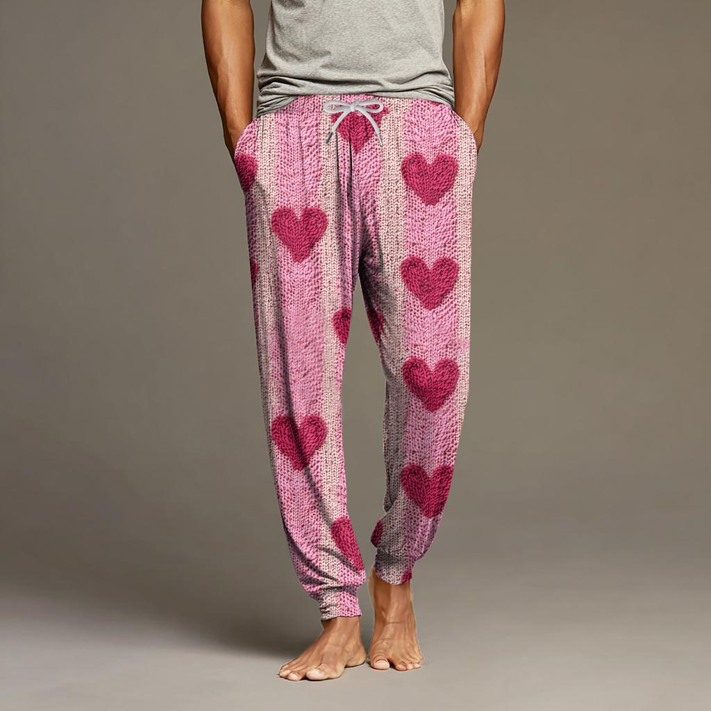 Men's Drawstring Pocket Cuffed Casual Pants Home Sleep Pants