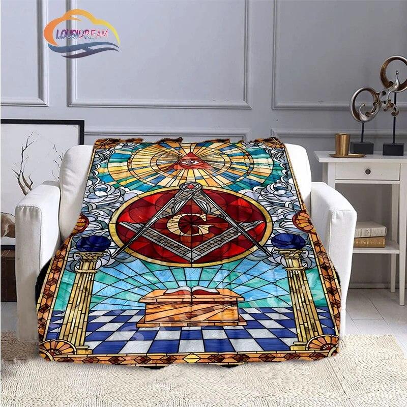 The Freemasons Blanket Freemasonry Series Flannel Cashmere Blanket Masonic Fluffy  All Seeing Eye Printing Pattern Blanke