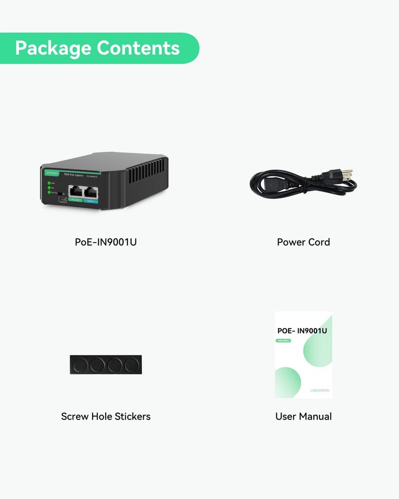 LINOVISION Gigabit 90W PoE kompatibilní se standardním a starším PD injektorem pro PTZ VoIP telefony s vysokou spotřebou Injektor 802.3bt, nestandardní