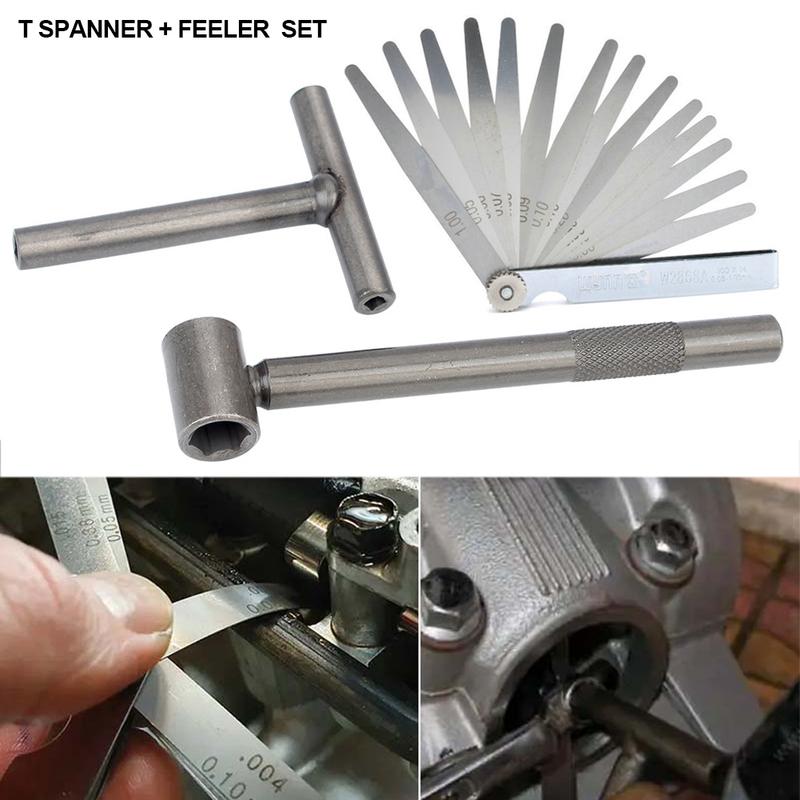 Motosiklet Motor Valf Ayar Aleti Kare Altıgen Lokma T Anahtar Valf Vidası Anahtarı 8mm 9mm 10mm Boşluk Ölçer 0.02 ila 1mm