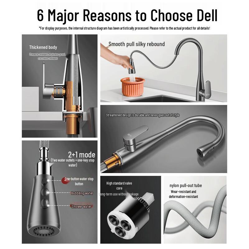 De'er Brass Pull-Out Kitchen Faucet