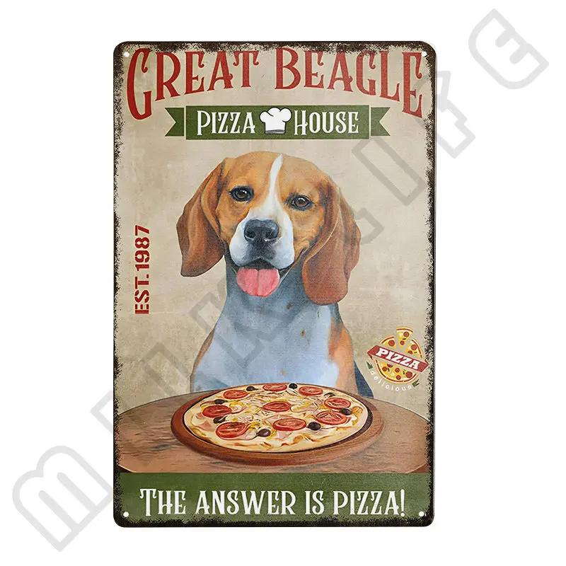 Funny Beagle Dog Metal Tin Sign Plate Retro Art for Bathroom Kitchen Restaurant Dessert Shop Pet Shop Farmhouse Home Room Decor