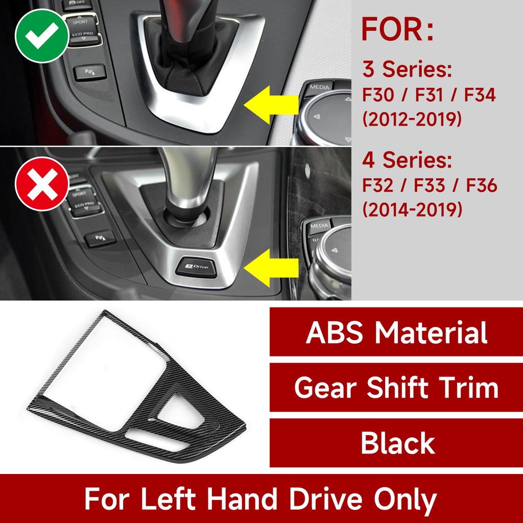 For BMW 3 4 Series F30 F31 F32 F33 F34 F36 (2012-2018) Car Center Console Gear Shift Cover Panel, Carbon Fiber ABS Trim Sticker