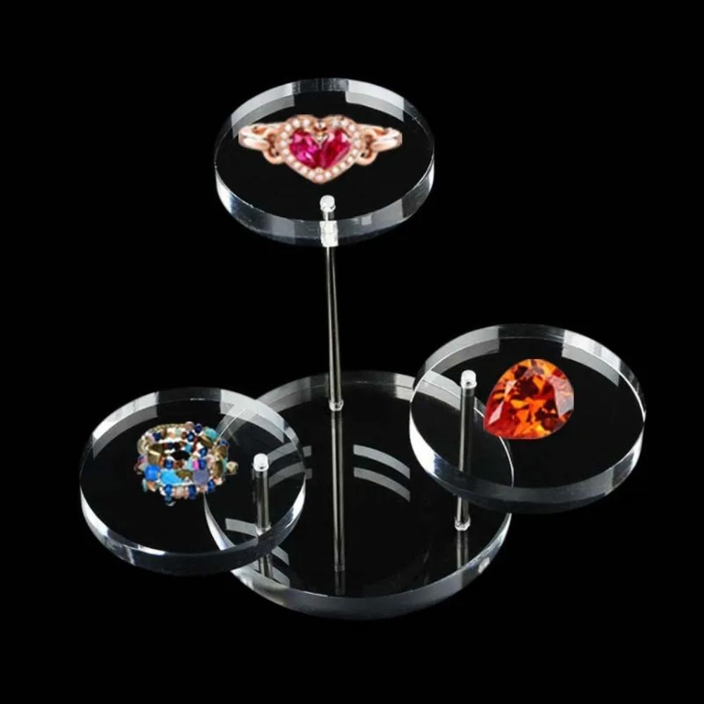 3 Layers Jewelry Display Stand Round Rings Earrings Selling Rack Mini Figurines