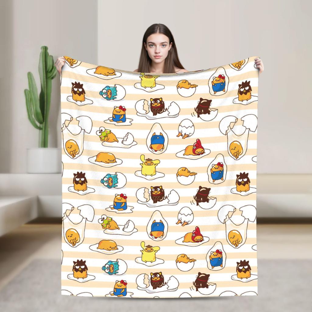 Gudetama Roztomilé Vajíčko Kreslenádeka Flanelová Ultra-Měkké Deky na Cestování Letadlem Ložnici Prošívanádeka