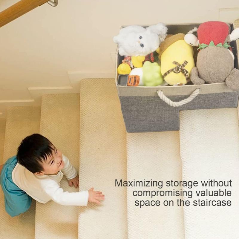 Stair Corner Storage Basket for Maximizing Unused Home Space Efficiently Craft of Fabric and Cotton Rope Materials