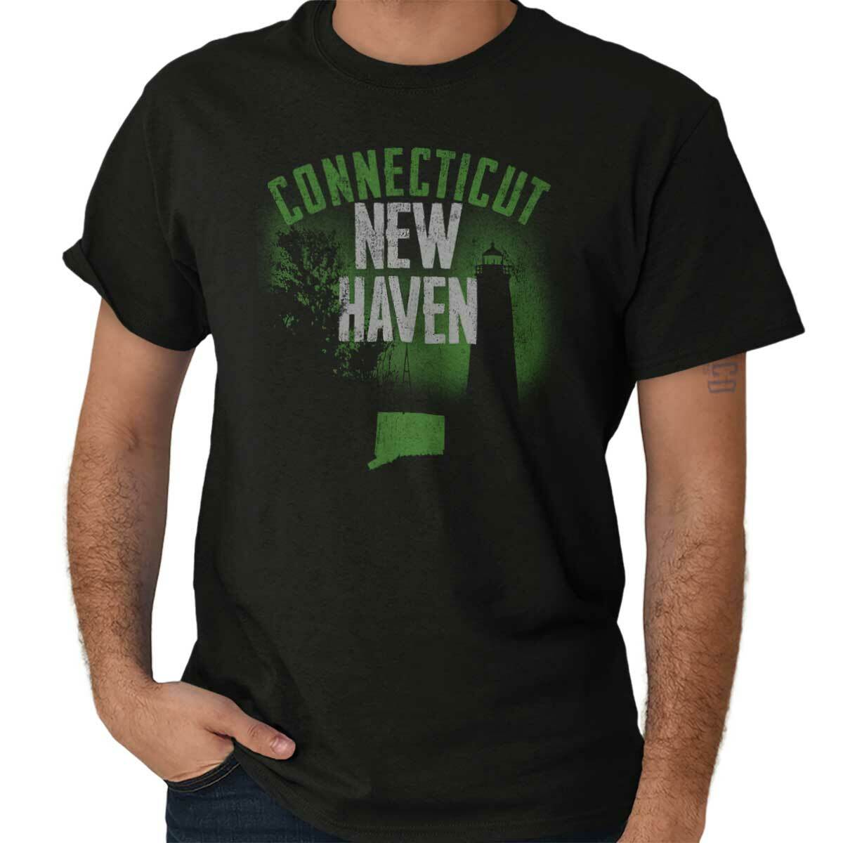 New Haven Connecticut Lighthouse CT State Womens or Mens Crewneck T Shirt Tee L