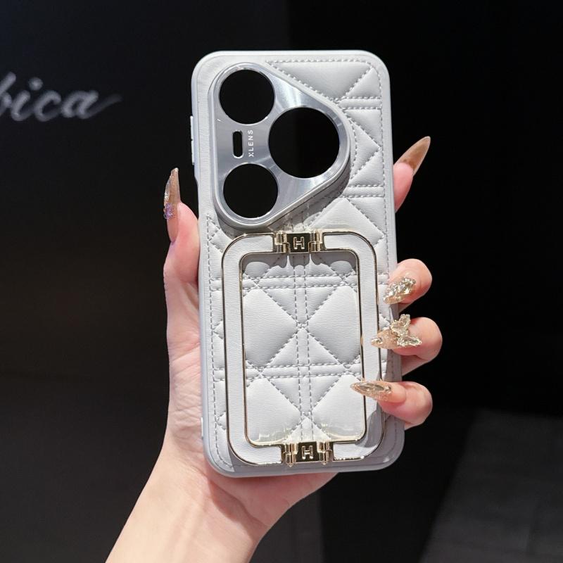 

For Huawei Pura 80 Pro Ultra Pura 70 Pro Ultra Case Protection Graid Texture Holder Protector Mobile Phone Case Plastic Cover Artificial leather&Huawei Pura 80 Ultra сірий