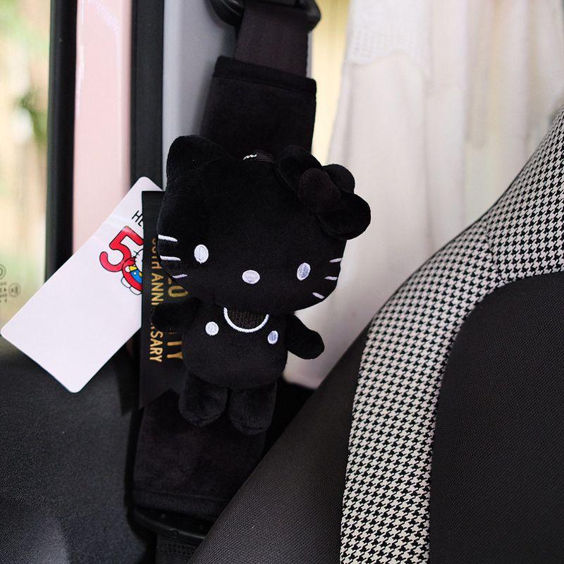 

Kitty 50Th Anniversary Limited Edition Black and White Hello Kitty Car Seatbelt Shoulder Pad Car Interior Decoration Safety Belt Anti-Strangling Limited Edition Pure Black Kt Shoulder Strap