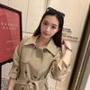 WomenS Trench Coat MidLengthAutumn LapelDoubleBreasted BeltBritishStyle Khaki Trench Coat