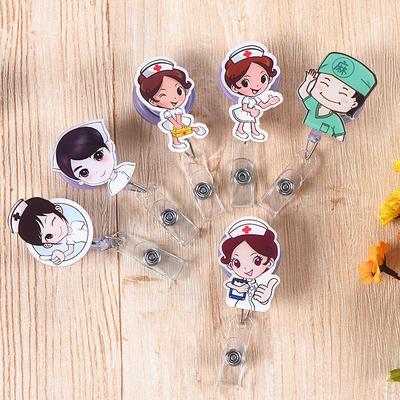 New Arrival 1 Piece Retractable Anime Nurse Doctor Badge Reel Cute Cartoon Name Tag ID Card Holder Lanyard Nurse Day Gift