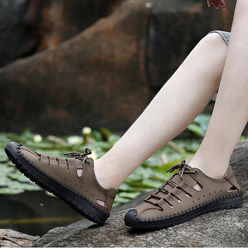 Summer Sandals Men Outdoor Hiking Shoes For Men Classic Casual Leather Sandals Male Large Size 47 Good Quality
