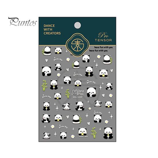 Cartoon Panda Nail Art Sticker 5D Bamboo Letter Waterproof PET Self-adhesive Women Girls Fake Nail Decoration Decal Party Supplies Gift