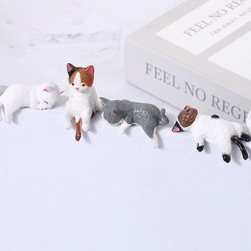 4-10 Pcs Cute Kitten Decoration Creative Sleeping Cat Doll Home Ornaments Toys Cat Car Micro Landscape Decoration Adorable Gifts