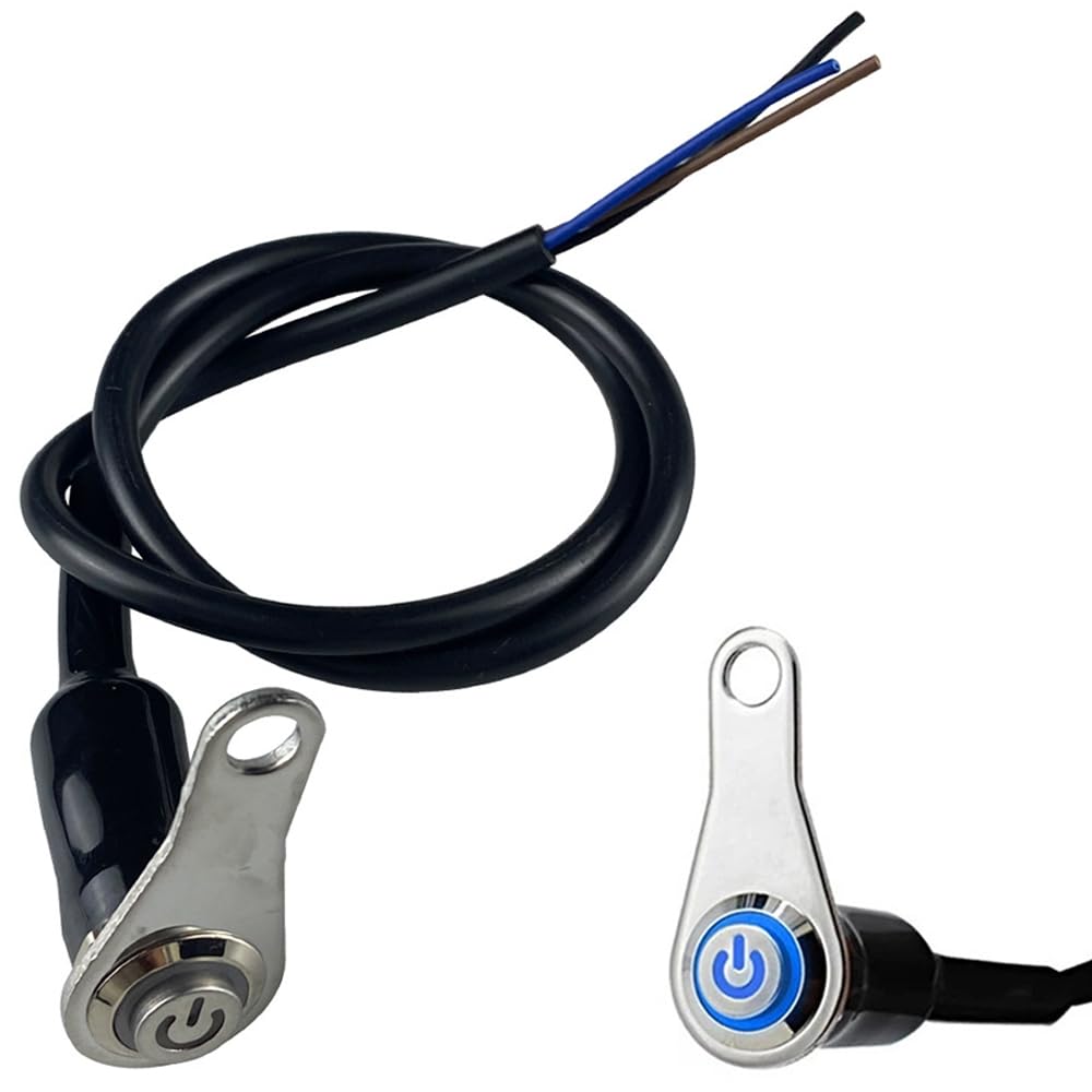 Motorcycle Handlebar Switch Waterproof Switch Motorcycle LED ATV Bike LED Warning Light Hazard Light Waterproof Overload Protection (Blue Light)