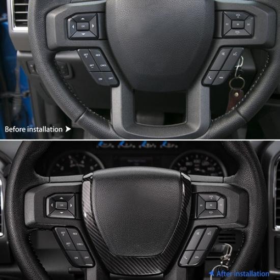 Carbon Fiber Steering Wheel Frame Decor Cover Trim For Ford F150 15+ Accessories