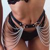 Multi Layer Body Chain Waist Belt Accessory Adjustable Metal Chains with Leather Straps and Rings for Fashion Styling