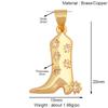 Fashion Cowboy Hat Boots Dance Shoes Bra Birdcage Sports Charm Pendant,Zircon Real Gold Necklace Craft Jewelry Supplies K68