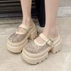 Fashion 10CM Synthetic Leather Slip On Slippers New 2025 Summer Platform Bling Sandals Woman ROME High Heels Casual Flip Flops Zapatos