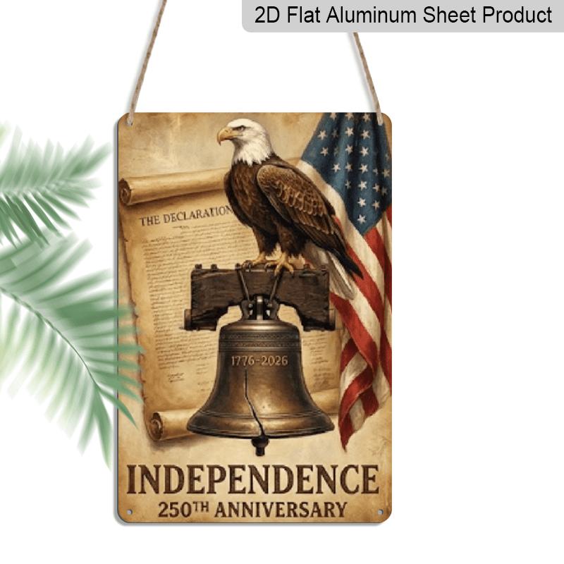 2D Flat, 7.87*11.8 Inch Retro America 250th Anniversary Aluminum Wall Sign - Suitable for All Indoor/Outdoor Decoration, Commemorative Plaque with