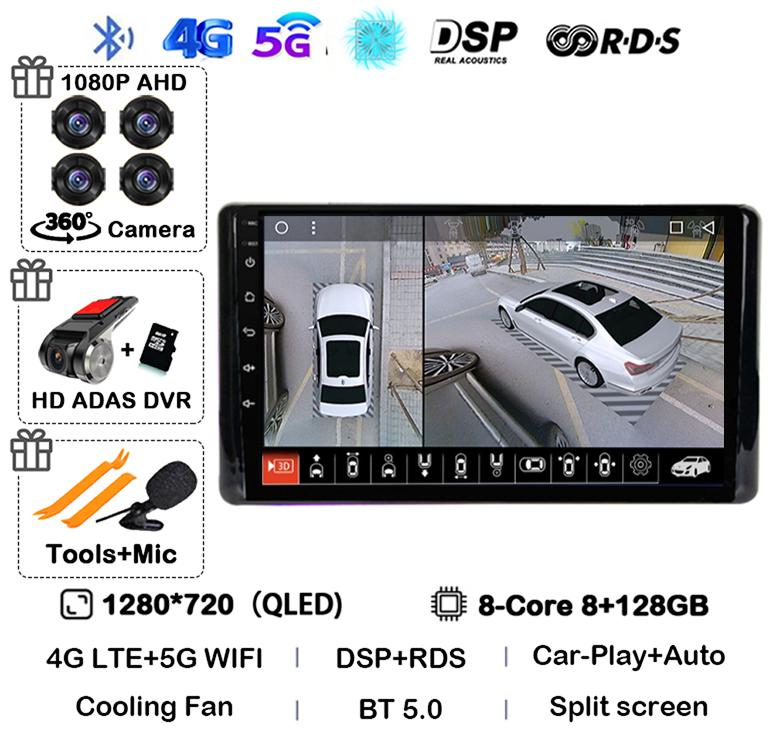 Android 14 CarPlay Auto WIFI+4G Car Radio For Toyota Raize 2020 2021 2022 Multimedia Video Player Stereo DSP GPS 360 Camera QLED